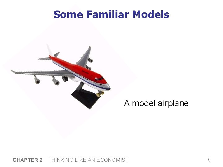 Some Familiar Models A model airplane CHAPTER 2 THINKING LIKE AN ECONOMIST 6 