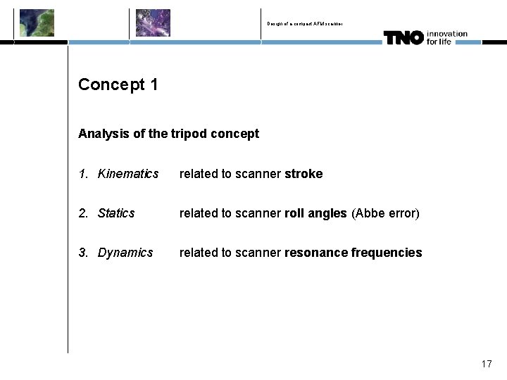 Design of a compact AFM scanner Concept 1 Analysis of the tripod concept 1.