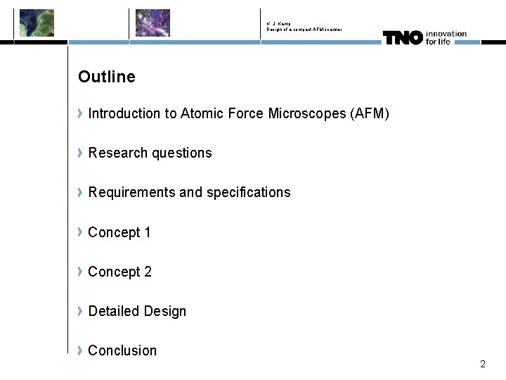 K. J. Kamp Design of a compact AFM scanner Outline Introduction to Atomic Force