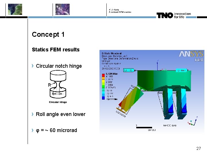 K. J. Kamp A compact AFM scanner Concept 1 Statics FEM results Circular notch