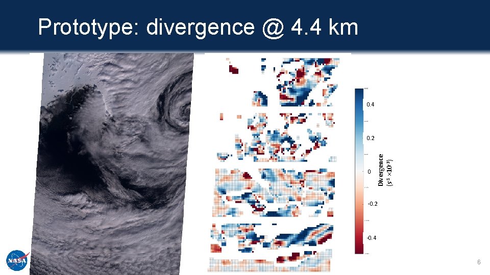 Prototype: divergence @ 4. 4 km 0. 4 0 Divergence (s-1 × 10 -3)