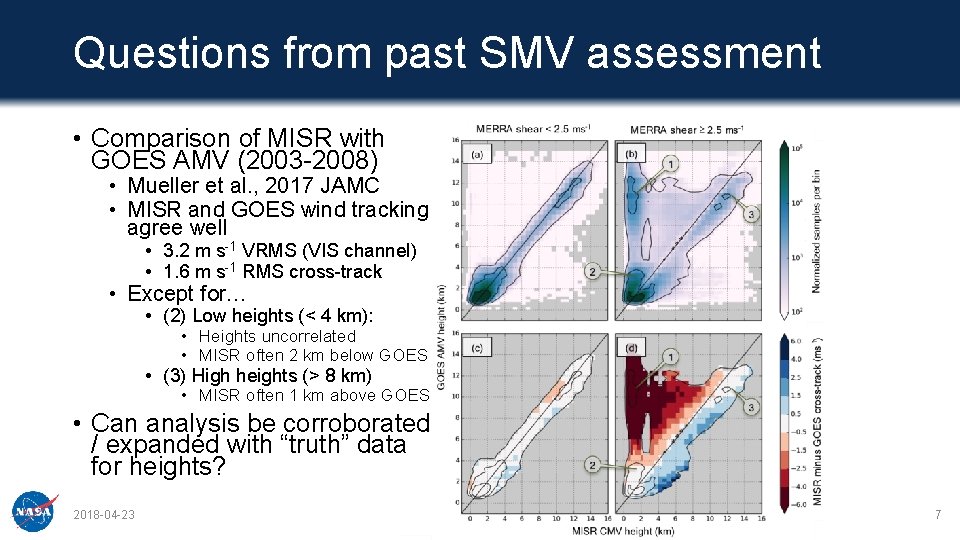 Questions from past SMV assessment • Comparison of MISR with GOES AMV (2003 -2008)