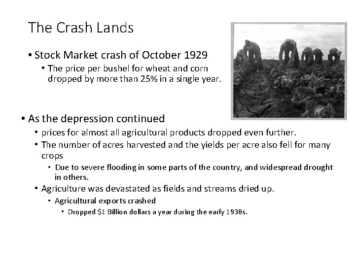 The Crash Lands • Stock Market crash of October 1929 • The price per