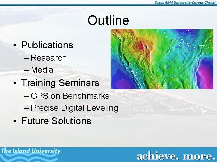 Outline • Publications – Research – Media • Training Seminars – GPS on Benchmarks