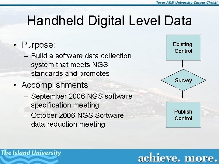 Handheld Digital Level Data • Purpose: – Build a software data collection system that