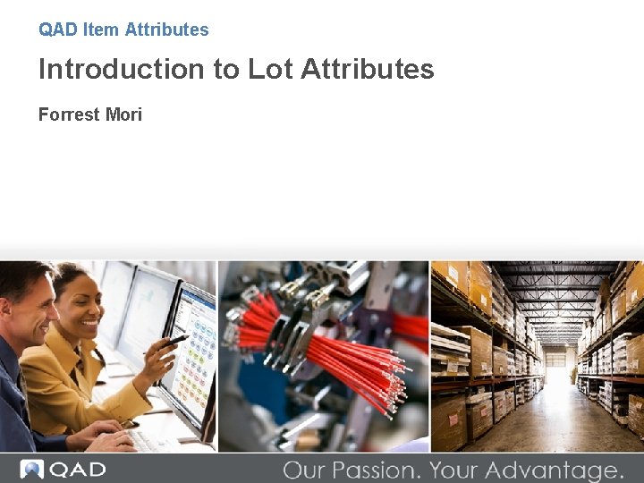 QAD Item Attributes Introduction to Lot Attributes Forrest Mori 