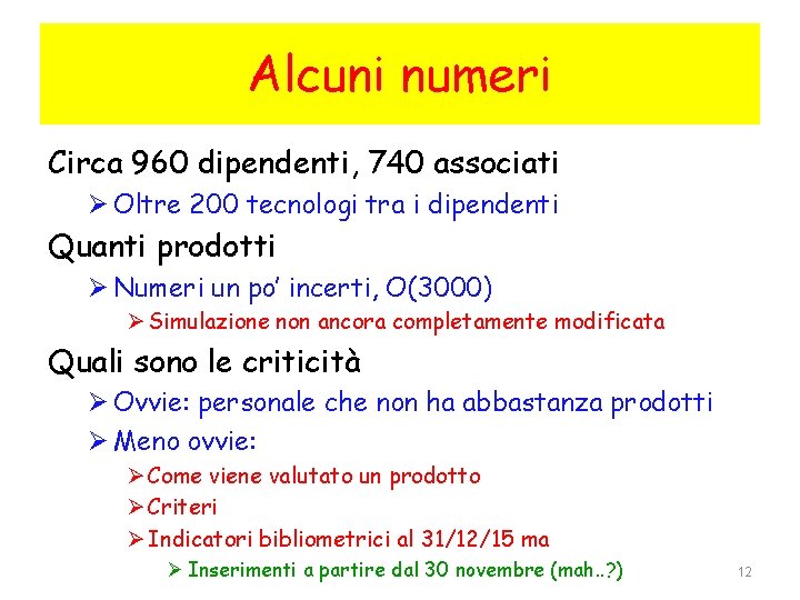 Alcuni numeri Circa 960 dipendenti, 740 associati Ø Oltre 200 tecnologi tra i dipendenti