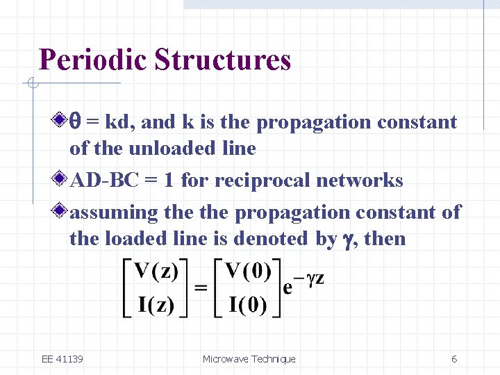Periodic Structures q = kd, and k is the propagation constant of the unloaded