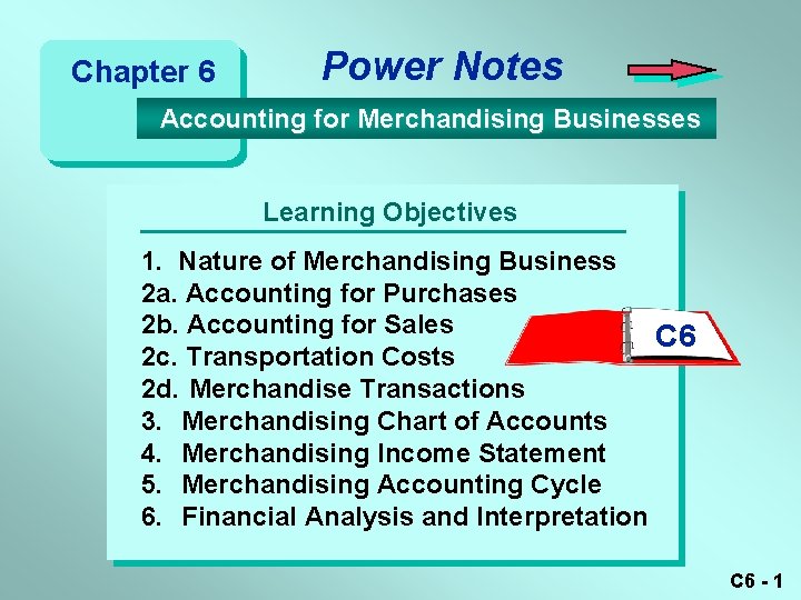 Chapter 6 Power Notes Accounting for Merchandising Businesses Learning Objectives 1. Nature of Merchandising