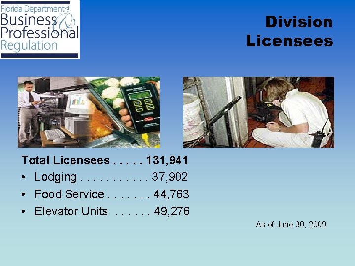 Division Licensees Total Licensees. . . 131, 941 • Lodging. . . 37, 902