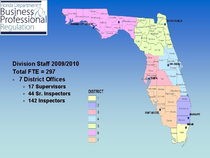 Division Staff 2009/2010 Total FTE = 297 ú 7 District Offices ú ú ú