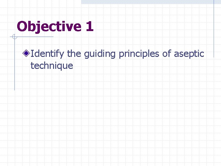 Objective 1 Identify the guiding principles of aseptic technique 