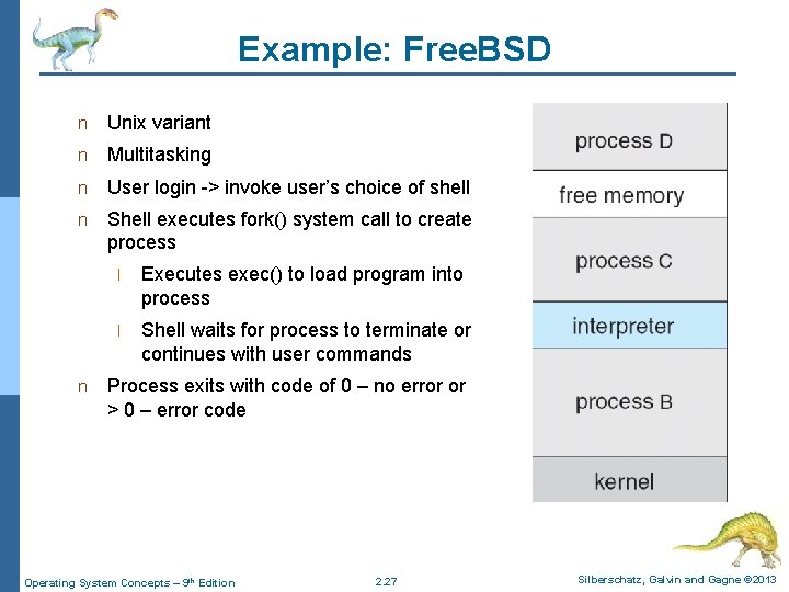 Example: Free. BSD n Unix variant n Multitasking n User login -> invoke user’s