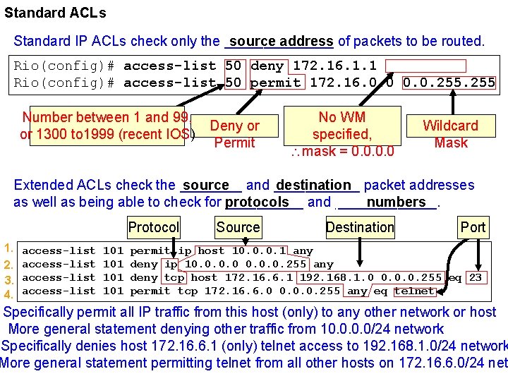 Standard ACLs Standard IP ACLs check only the _______ of packets to be routed.