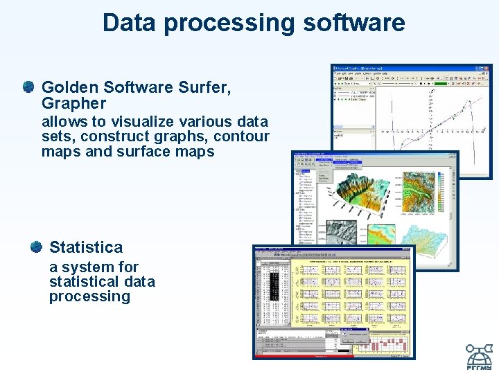 Data processing software Golden Software Surfer, Grapher allows to visualize various data sets, construct
