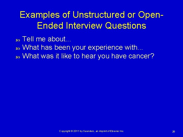 Examples of Unstructured or Open. Ended Interview Questions Tell me about. . . What