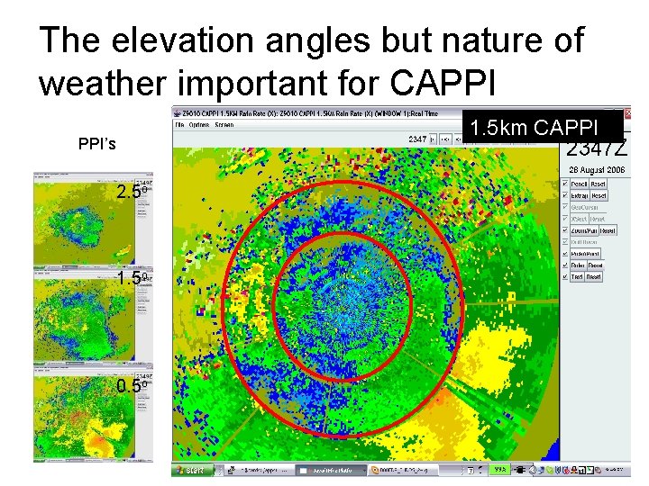 The elevation angles but nature of weather important for CAPPI 1. 5 km CAPPI