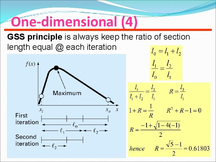 One-dimensional (4) GSS principle is always keep the ratio of section length equal @
