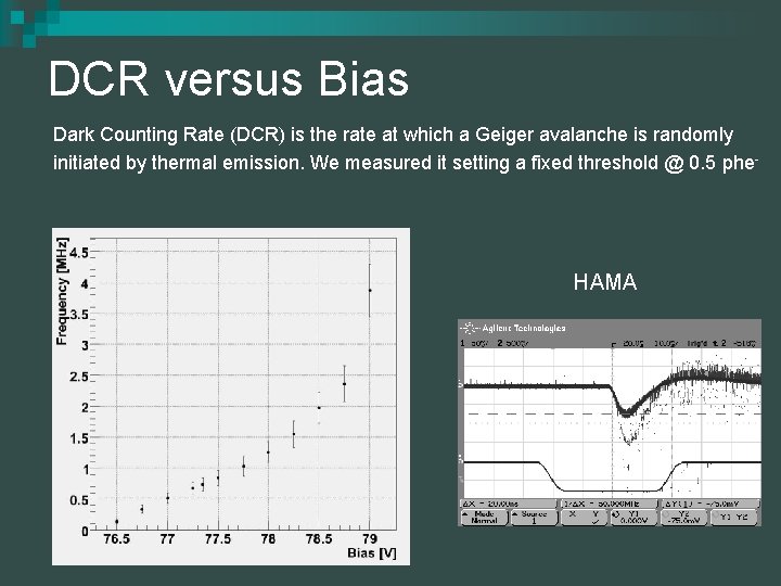 DCR versus Bias Dark Counting Rate (DCR) is the rate at which a Geiger