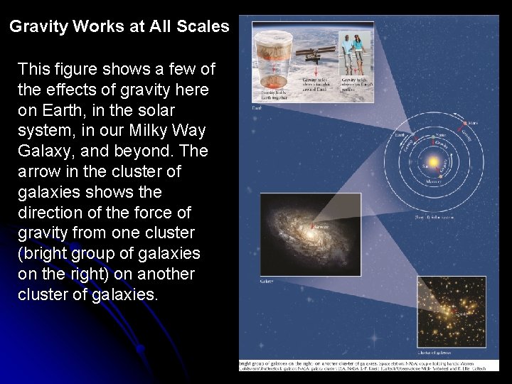 Gravity Works at All Scales This figure shows a few of the effects of