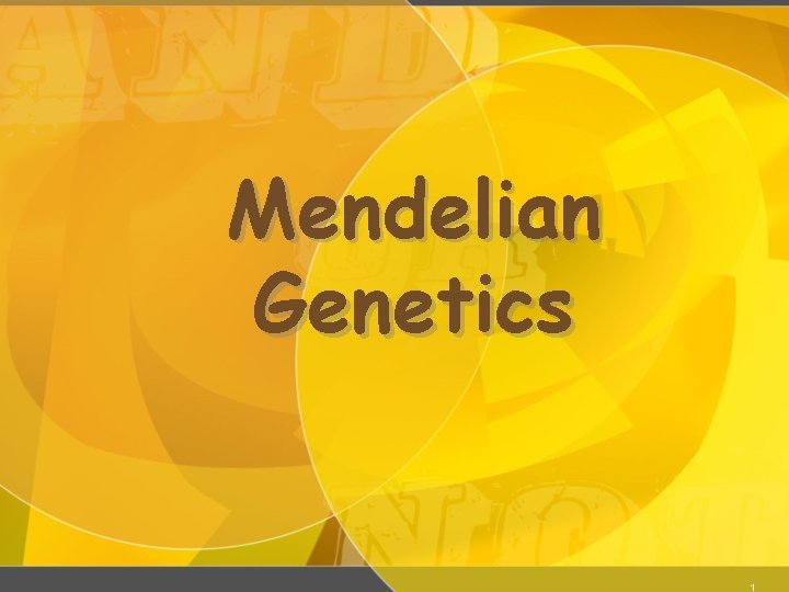 Mendelian Genetics 1 