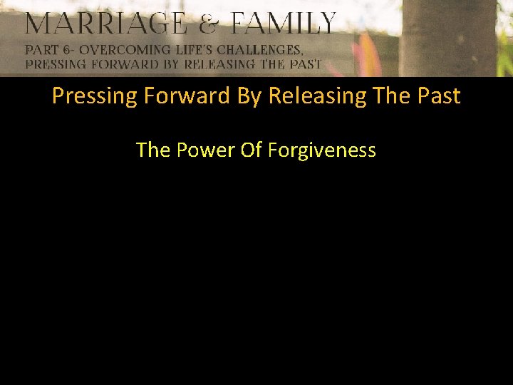 Pressing Forward By Releasing The Past The Power Of Forgiveness 