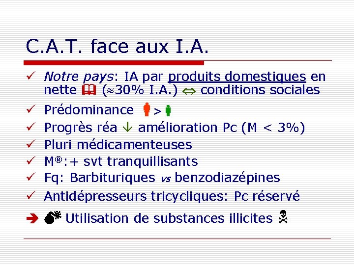 C. A. T. face aux I. A. ü Notre pays: IA par produits domestiques