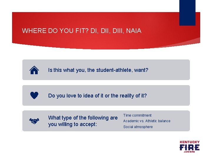 WHERE DO YOU FIT? DI, DIII, NAIA Is this what you, the student-athlete, want?