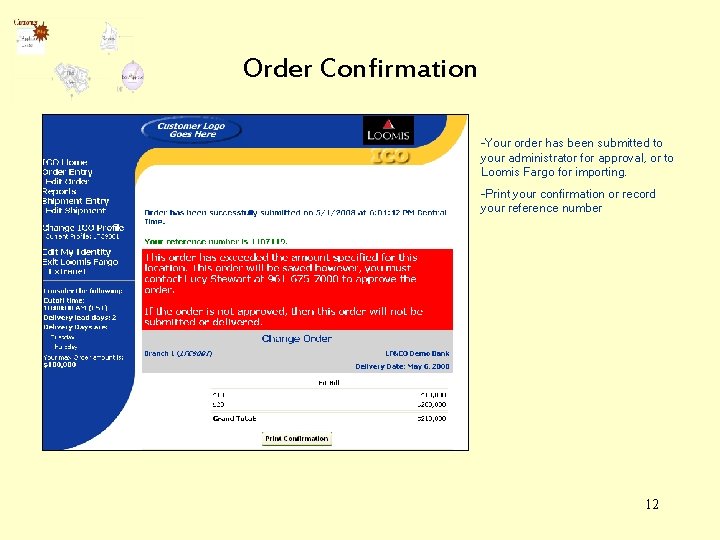 Order Confirmation -Your order has been submitted to your administrator for approval, or to