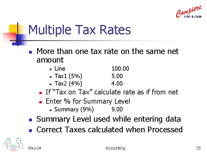 Multiple Tax Rates n More than one tax rate on the same net amount