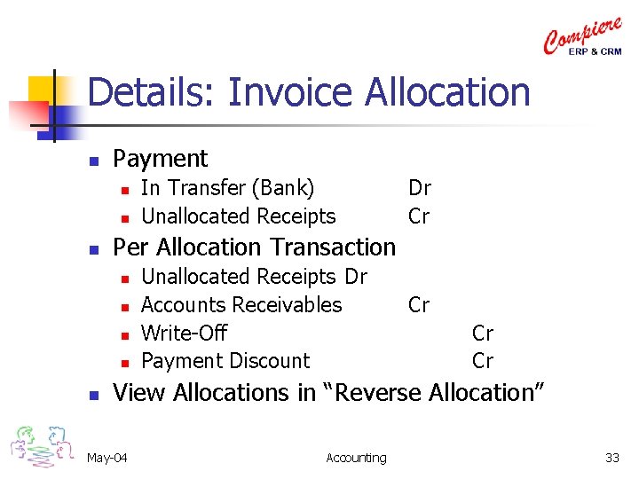 Details: Invoice Allocation n Payment n n n Dr Cr Per Allocation Transaction n