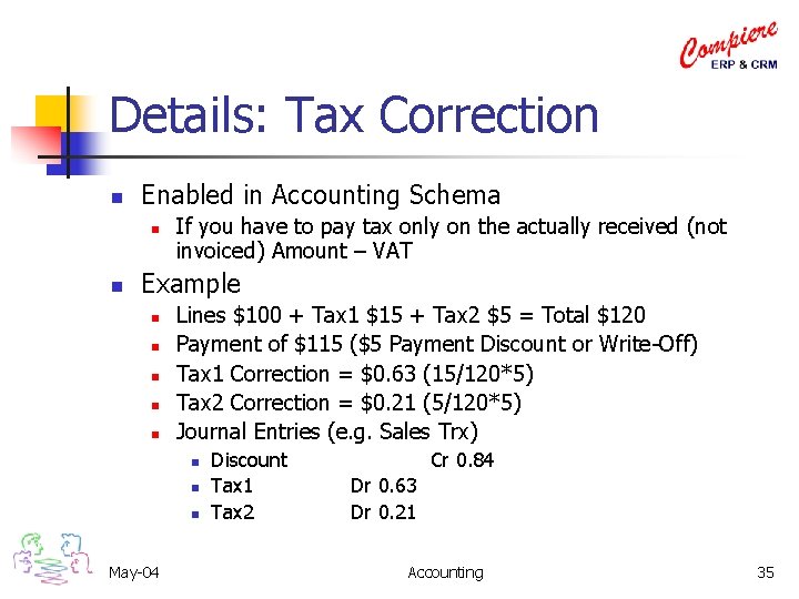 Details: Tax Correction n Enabled in Accounting Schema n n If you have to