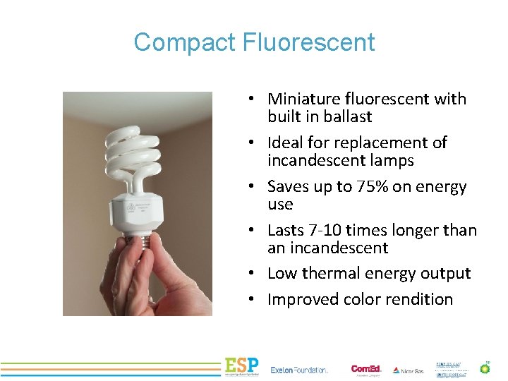 Compact Fluorescent PROJECT TITLE • Miniature fluorescent with built in ballast • Ideal for