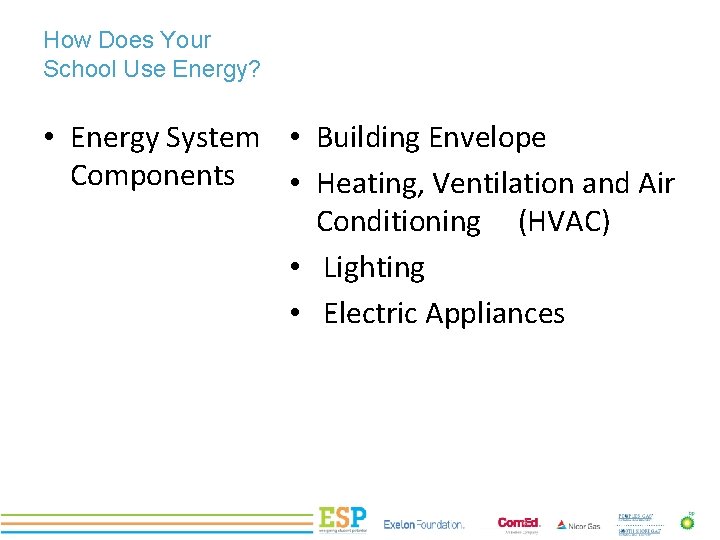 How Does Your School Use Energy? PROJECT TITLE • Energy System • Building Envelope