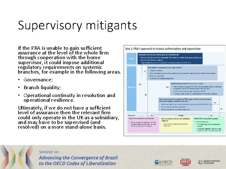 Supervisory mitigants If the PRA is unable to gain sufficient assurance at the level