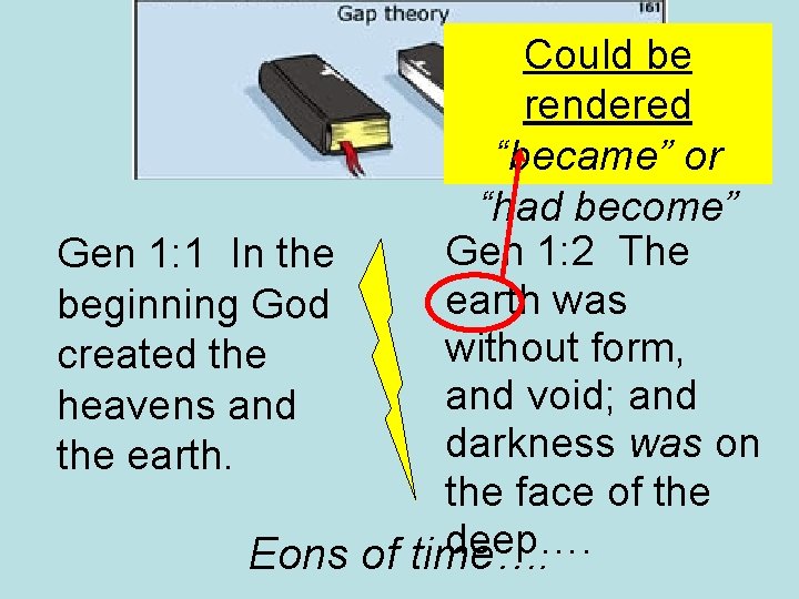 Could be rendered “became” or “had become” Gen 1: 2 The Gen 1: 1