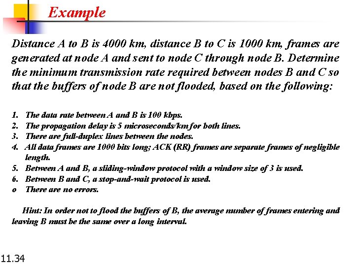 Example Distance A to B is 4000 km, distance B to C is 1000