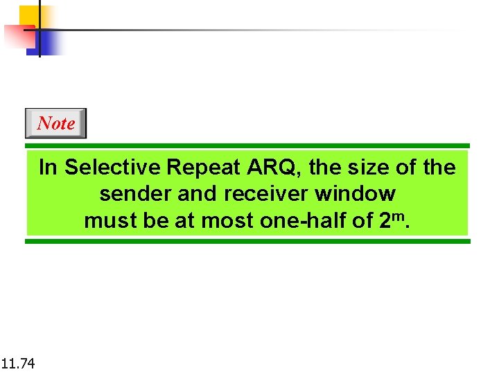 Note In Selective Repeat ARQ, the size of the sender and receiver window must