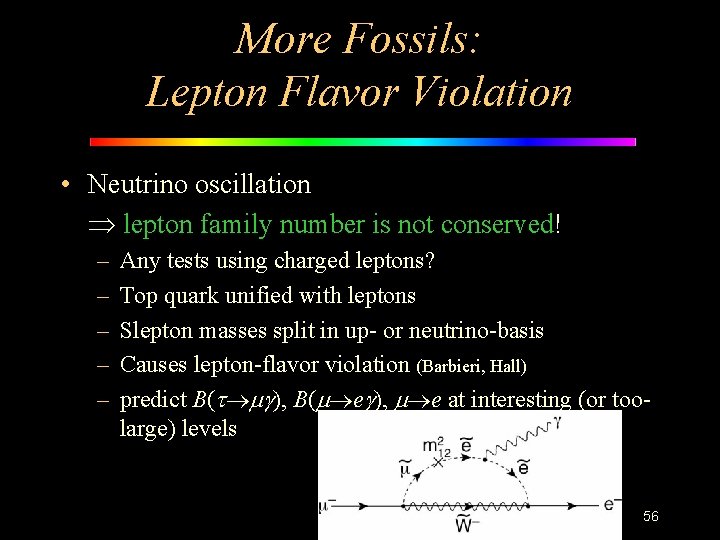 More Fossils: Lepton Flavor Violation • Neutrino oscillation lepton family number is not conserved!