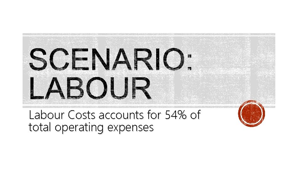 Labour Costs accounts for 54% of total operating expenses 