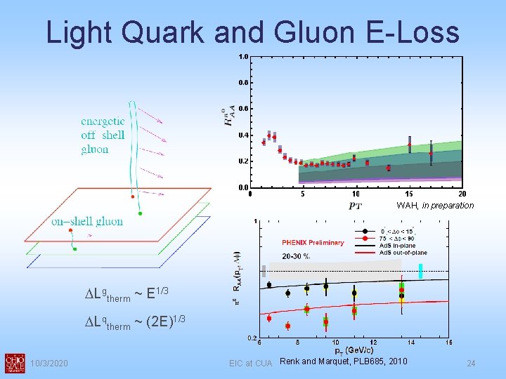 Light Quark and Gluon E-Loss WAH, in preparation DLgtherm ~ E 1/3 DLqtherm ~