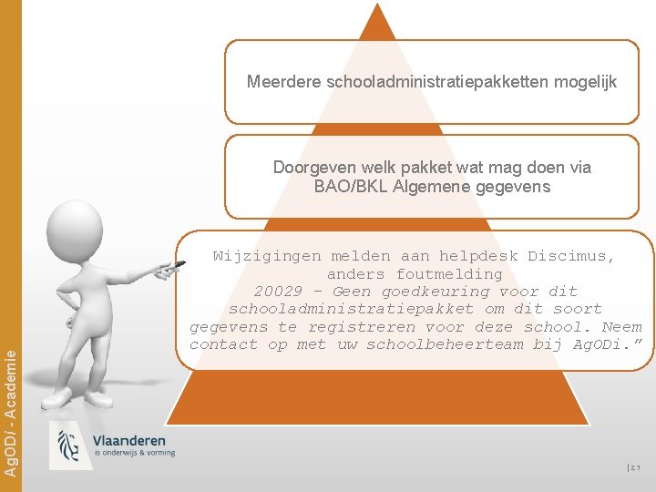 Meerdere schooladministratiepakketten mogelijk Ag. ODi - Academie Doorgeven welk pakket wat mag doen via