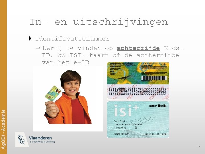 In- en uitschrijvingen Ag. ODi - Academie Identificatienummer terug te vinden op achterzijde Kids.