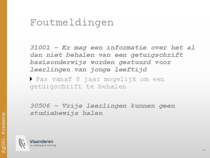 Foutmeldingen Ag. ODi - Academie 31001 – Er mag een informatie over het al