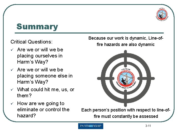 Summary Critical Questions: ü ü Are we or will we be placing ourselves in