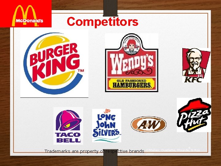 Competitors Trademarks are property of respective brands 6 O’Malley, Ouellette, Plourde, & Roy 2009