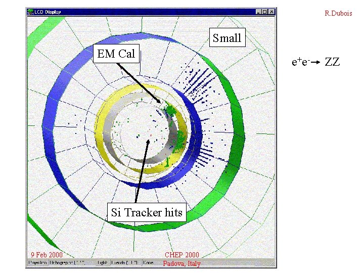 R. Dubois Small EM Cal e +e - Si Tracker hits 9 Feb 2000