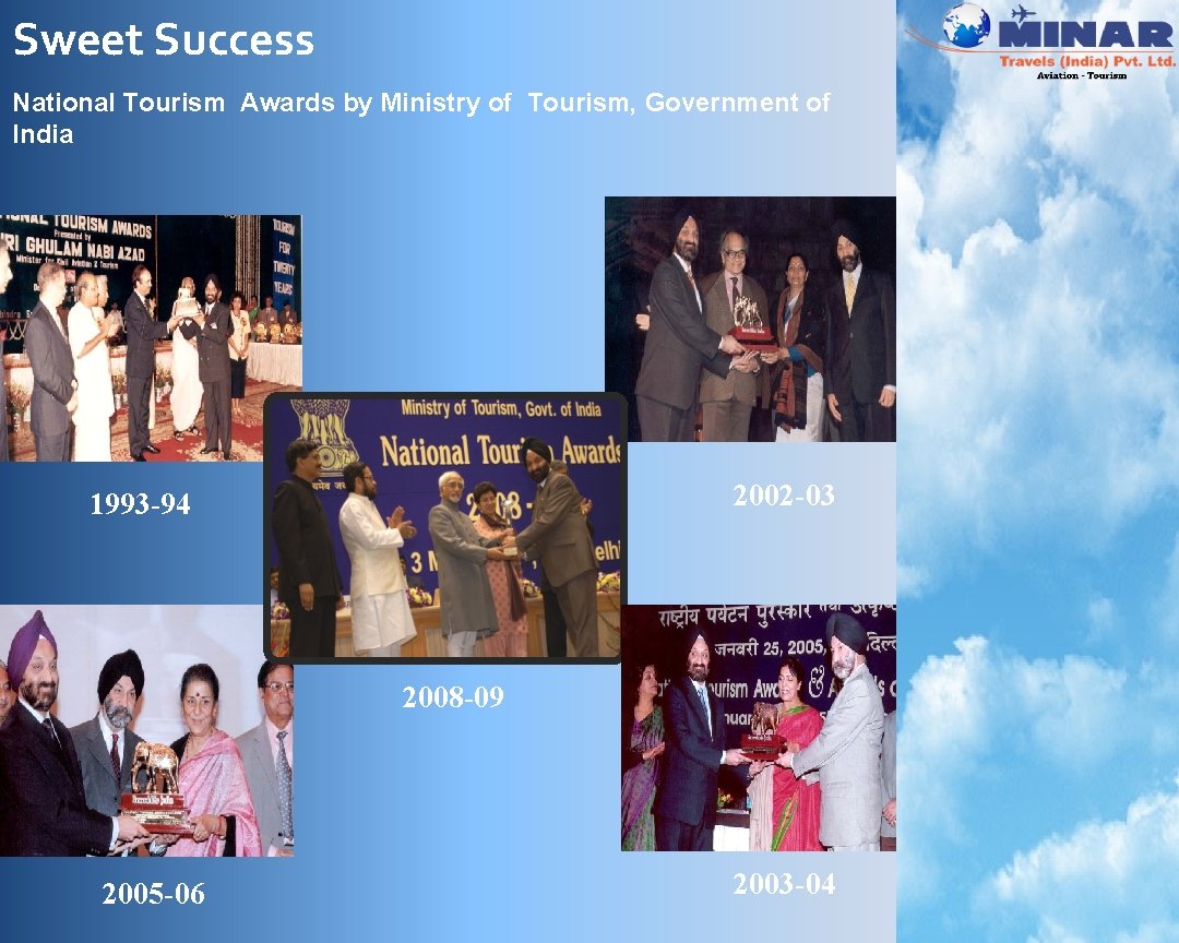 Sweet Success National Tourism Awards by Ministry of Tourism, Government of India 2002 -03