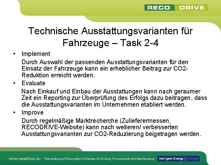 Technische Ausstattungsvarianten für Fahrzeuge – Task 2 -4 • Implement Durch Auswahl der passenden