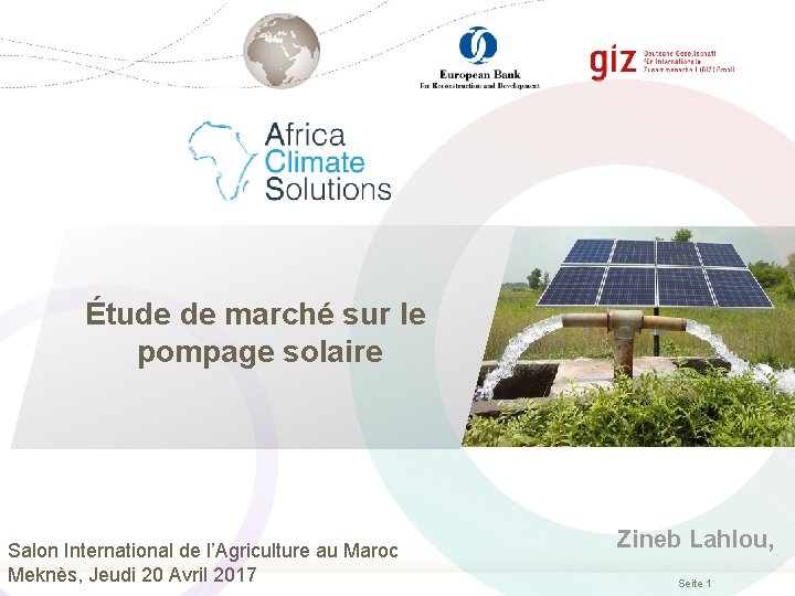 Étude de marché sur le pompage solaire Salon International de l’Agriculture au Maroc Meknès,